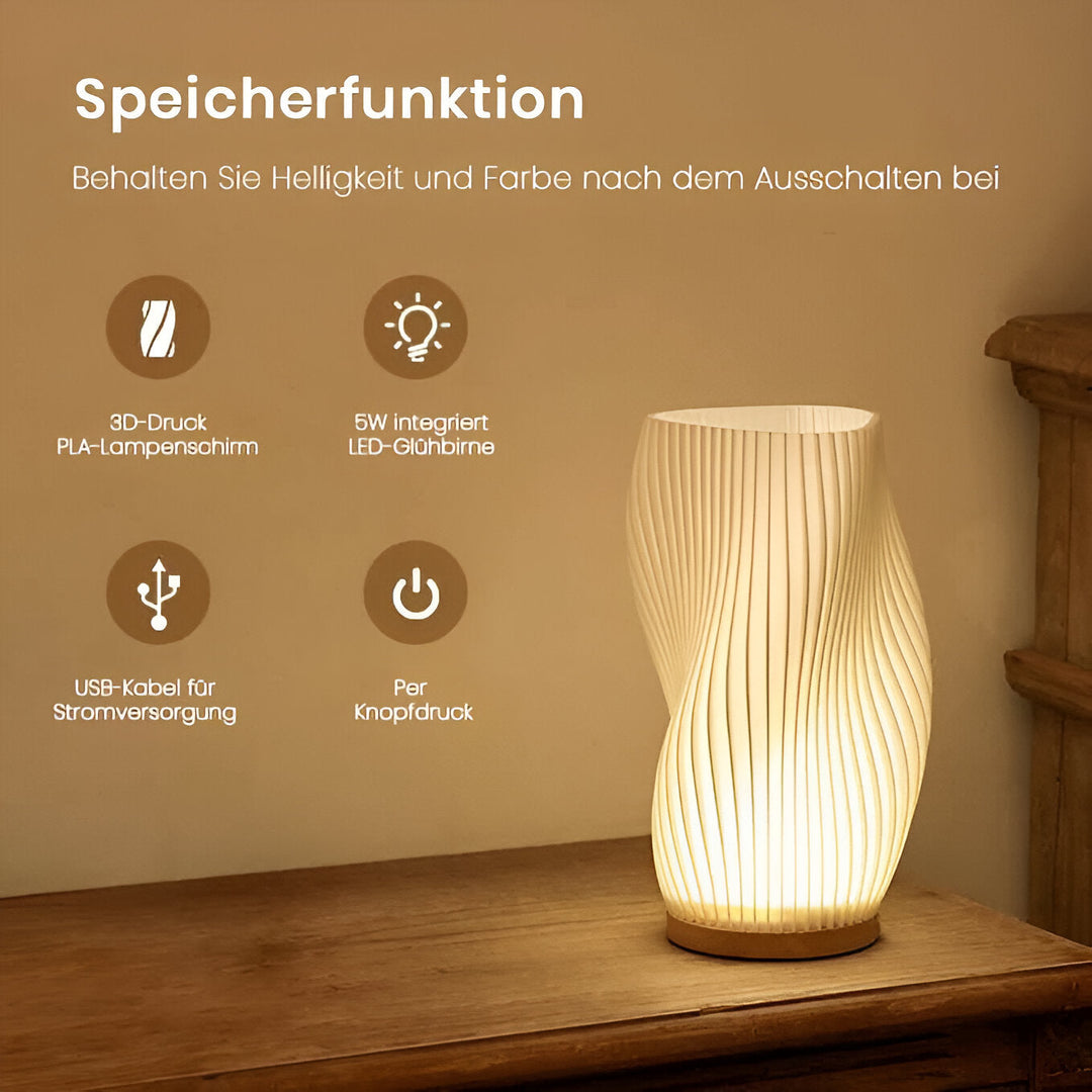 Lisslune | DreamWave - Modern cream-colored 3D wave lamp with elegant metal base