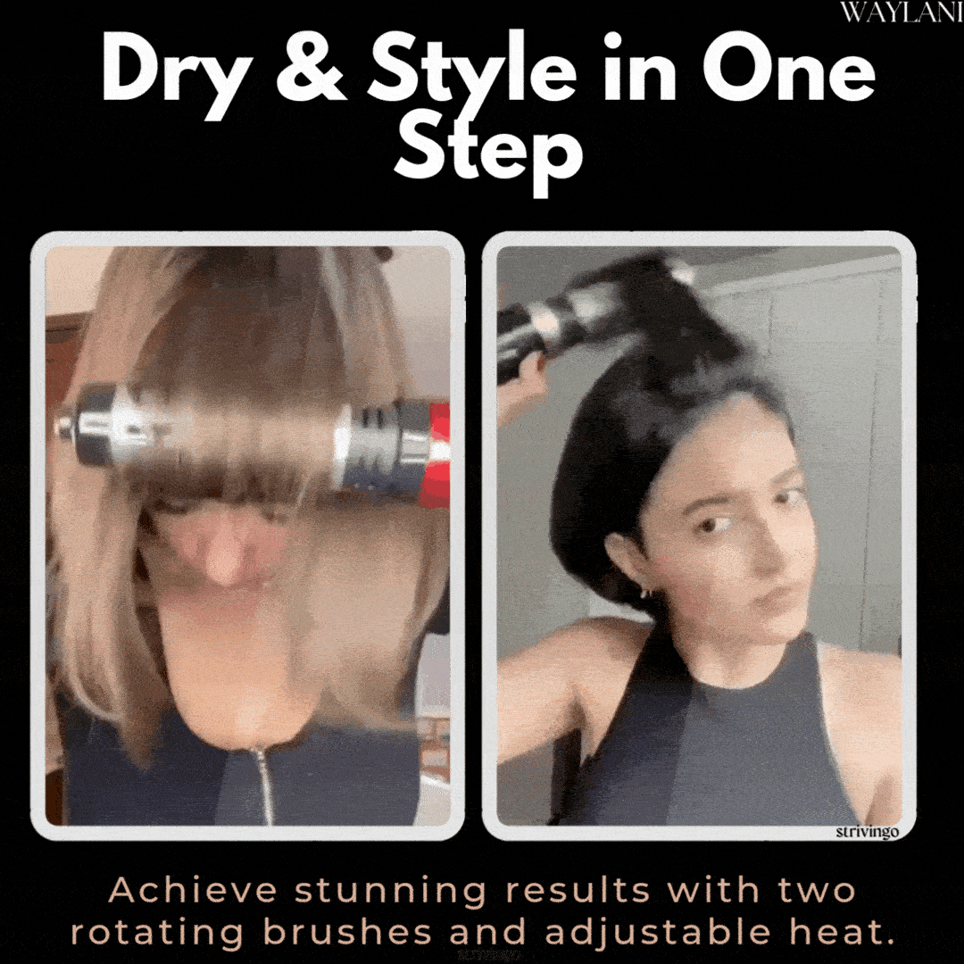 Lisslune | 3-in-1 Rotating Hair Dryer and Styler with Adjustable Temperature for Effortless Curls and Waves