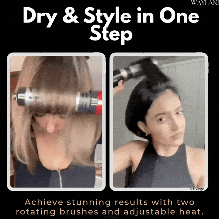 Lisslune | 3-in-1 Rotating Hair Dryer and Styler with Adjustable Temperature for Effortless Curls and Waves
