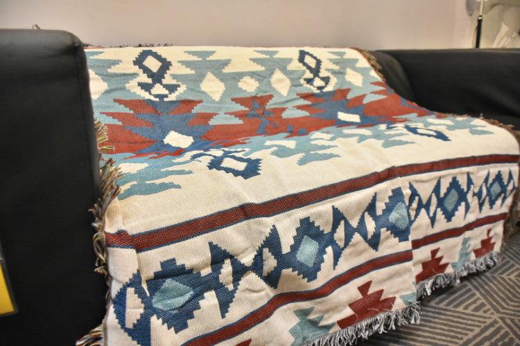 Lisslune | Chic American Geometric Cotton Blanket for Elegant Home Decoration