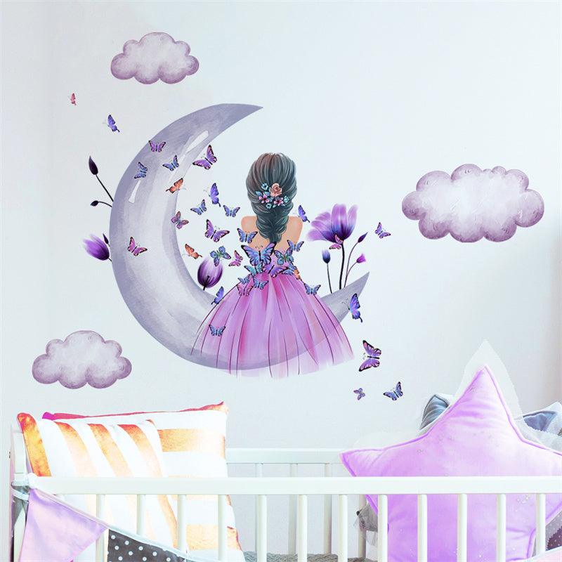 Lisslune | Celestial Butterfly Maiden PVC Wall Decor Sticker for Dreamy Room Transformation