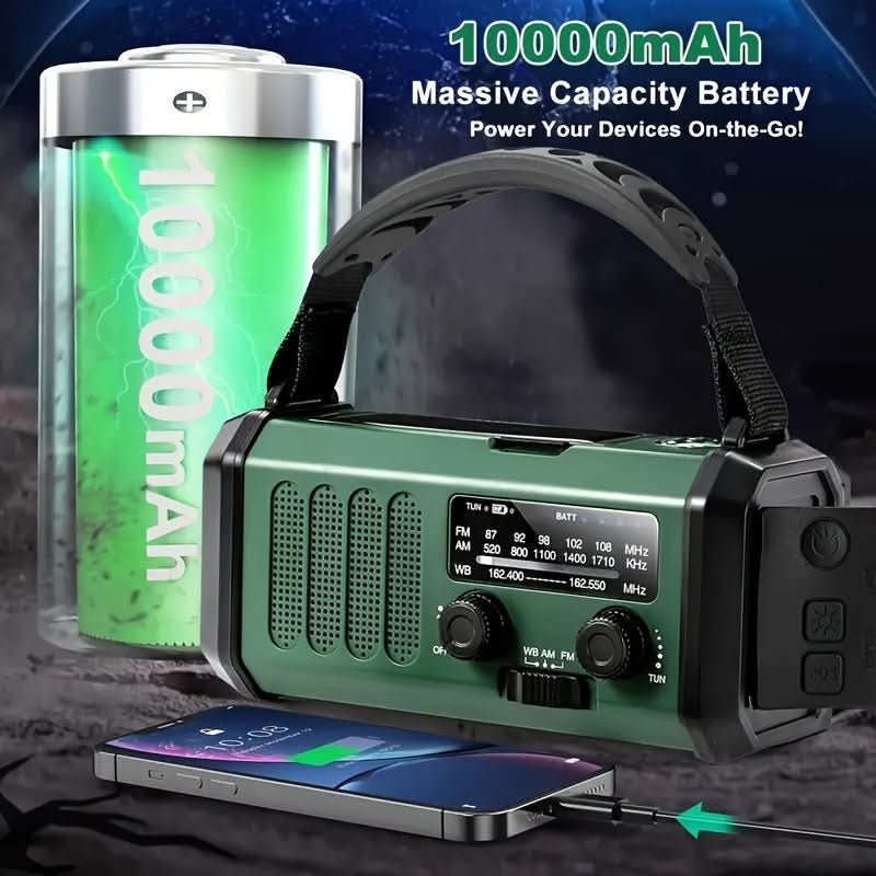 Lisslune | Emergency radio with solar, flashlight & USB charging function