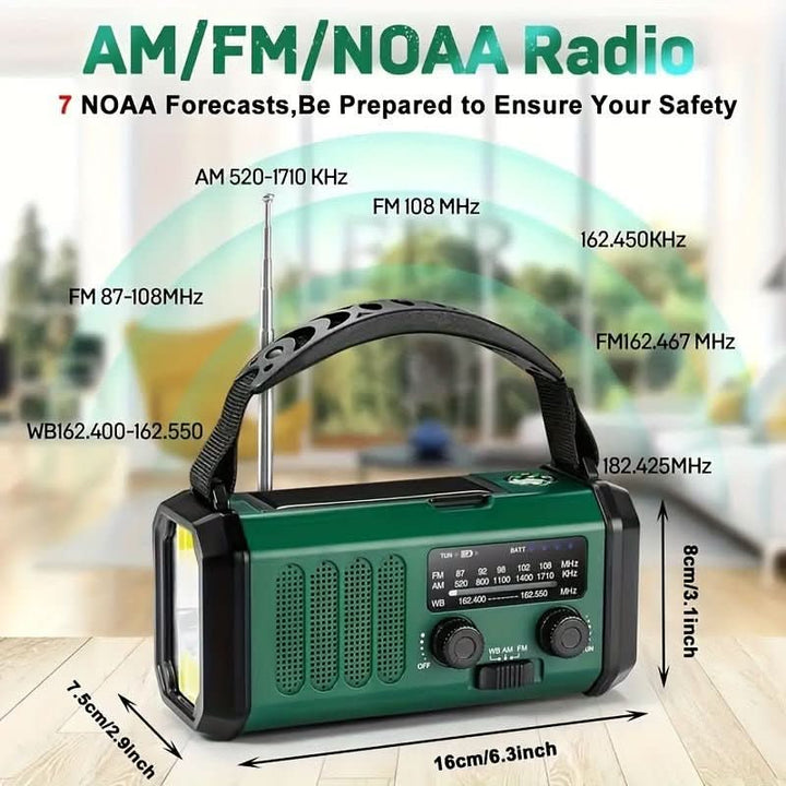 Lisslune | Emergency radio with solar, flashlight & USB charging function