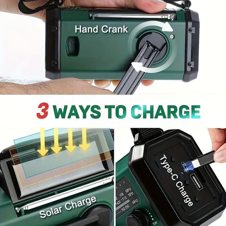 Lisslune | Emergency radio with solar, flashlight & USB charging function