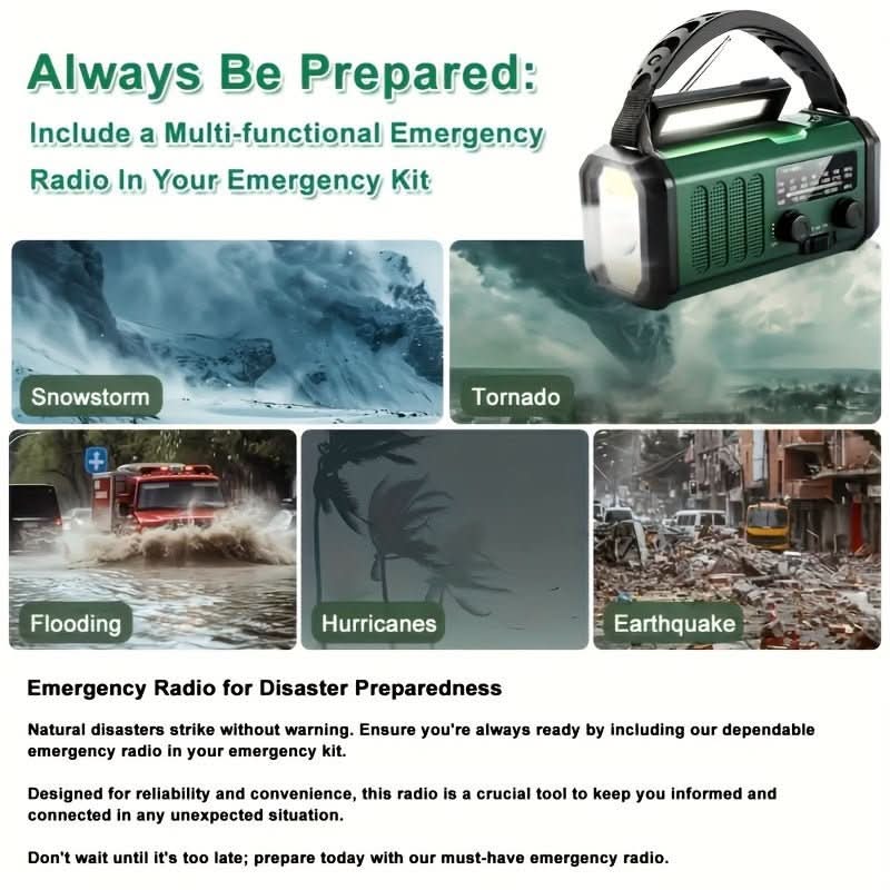 Lisslune | Emergency radio with solar, flashlight & USB charging function