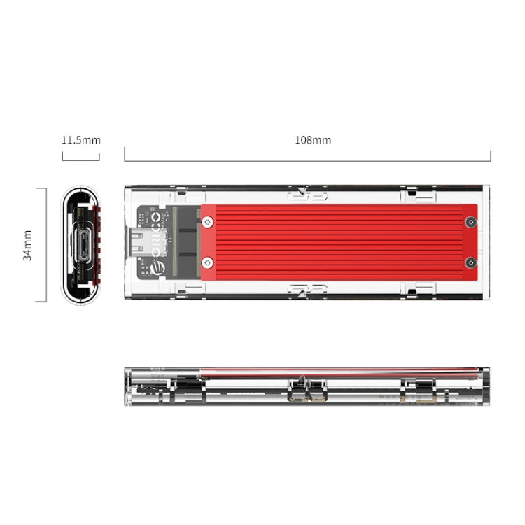 Lisslune | ORICO TCM2-C3 NVMe M.2 SSD enclosure (10Gbps)(Red)