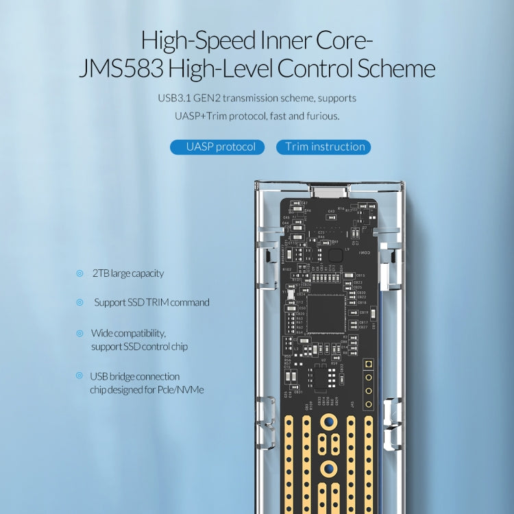 Lisslune | ORICO TCM2-C3 NVMe M.2 SSD enclosure (10Gbps)(Silver)