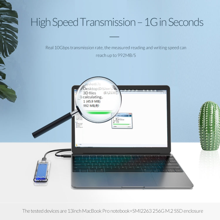 Lisslune | ORICO TCM2-C3 NVMe M.2 SSD enclosure (10Gbps)(Silver)