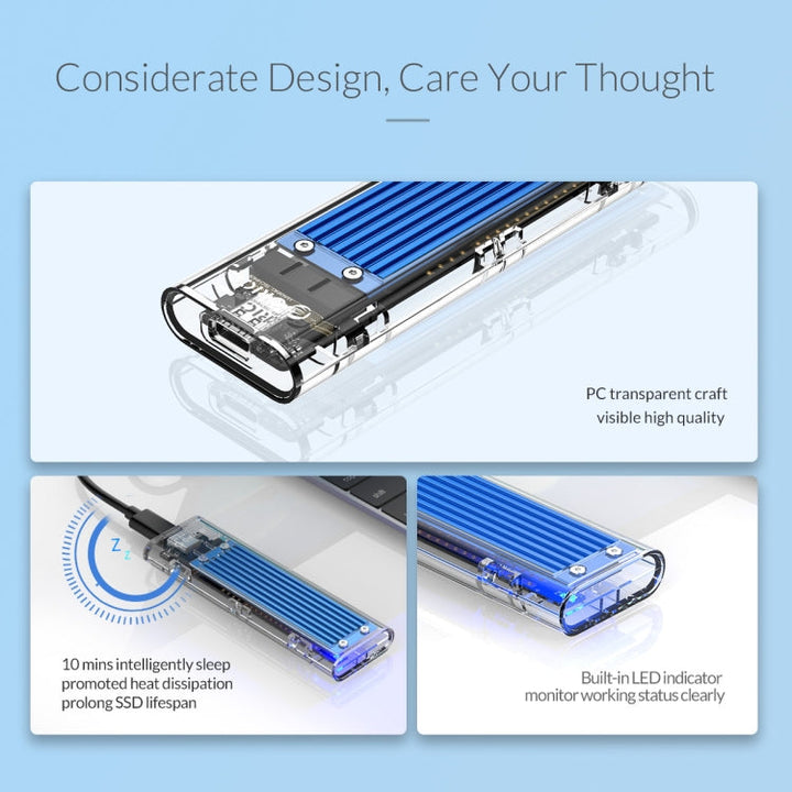 Lisslune | ORICO TCM2-C3 NVMe M.2 SSD enclosure (10Gbps)(Silver)