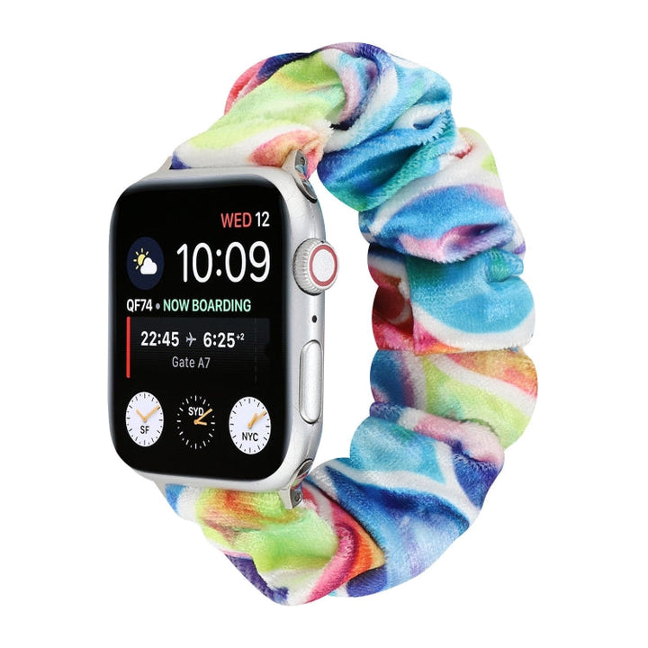 Lisslune | Flannel Hair Ring Watch Band for Apple Watch Series 9&8&7 41mm / SE 3&SE 2&6&SE&5&4 40mm / 3&2&1 38mm(4)