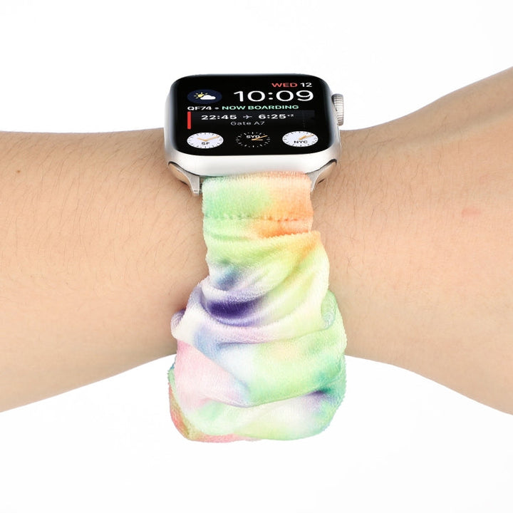 Lisslune | Flannel Hair Ring Watch Band for Apple Watch Series 9&8&7 41mm / SE 3&SE 2&6&SE&5&4 40mm / 3&2&1 38mm(18)
