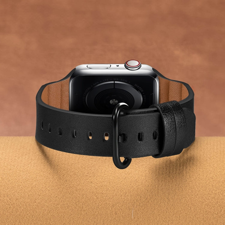 Lisslune | leather watch straps for Apple Watch Series 7 45mm / 6 & SE & 5 & 4 44mm / 3 & 2 & 1 42mm (Black)