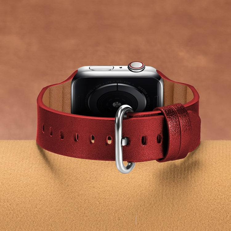 Lisslune | Genuine Leather Watch Straps for Apple Watch Series 7 45mm / 6 & SE & 5 & 4 44mm / 3 & 2 & 1 42mm (Red)