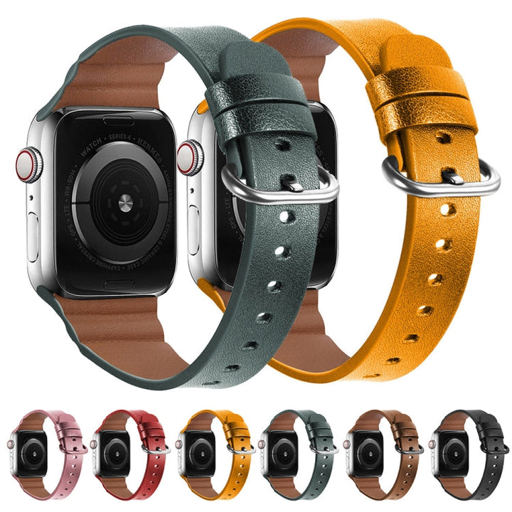 Lisslune | Leather Watch Bands for Apple Watch Series 7 45mm / 6 & SE & 5 & 4 44mm / 3 & 2 & 1 42mm (Green)
