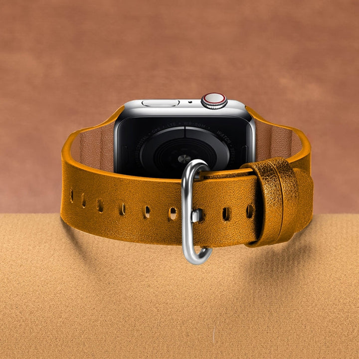 Lisslune | Leather Bracelets for Apple Watch Series 7 41mm / 6 & SE & 5 & 4 40mm / 3 & 2 & 1 38mm (Yellow)