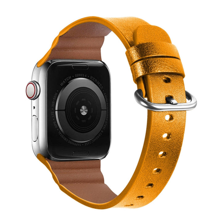 Lisslune | Leather Bracelets for Apple Watch Series 7 41mm / 6 & SE & 5 & 4 40mm / 3 & 2 & 1 38mm (Yellow)