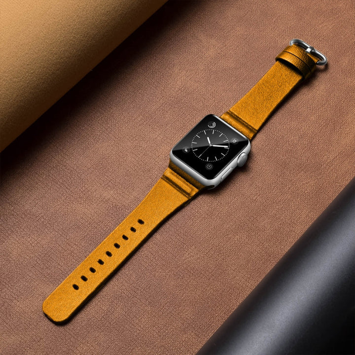 Lisslune | Leather Bracelets for Apple Watch Series 7 41mm / 6 & SE & 5 & 4 40mm / 3 & 2 & 1 38mm (Yellow)