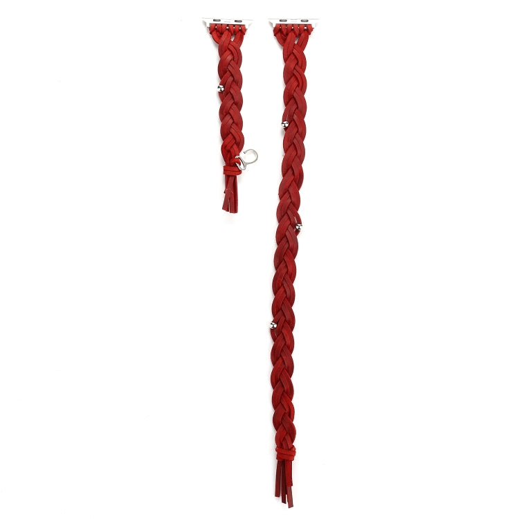 Lisslune | Handwoven Leather Bracelet for the Apple Watch Series 7 41mm / 6 & SE & 5 & 4 40mm / 3 & 2 & 1 38mm (Red)