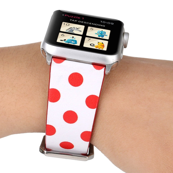 Lisslune | Fashion Dot Series Watch Band for Apple Watch Series 9&8&7 41mm / SE 3&SE 2&6&SE&5&4 40mm / 3&2&1 38mm (White Red)