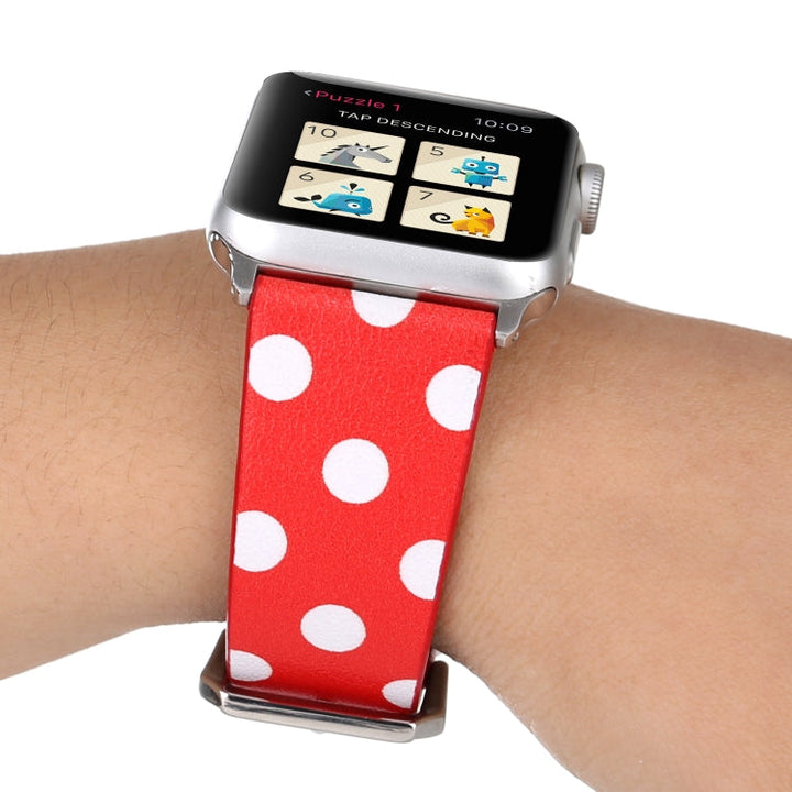 Lisslune | Fashion Dot Series watch band for Apple Watch Series 9&8&7 41mm / SE 3&SE 2&6&SE&5&4 40mm / 3&2&1 38mm (Red White)