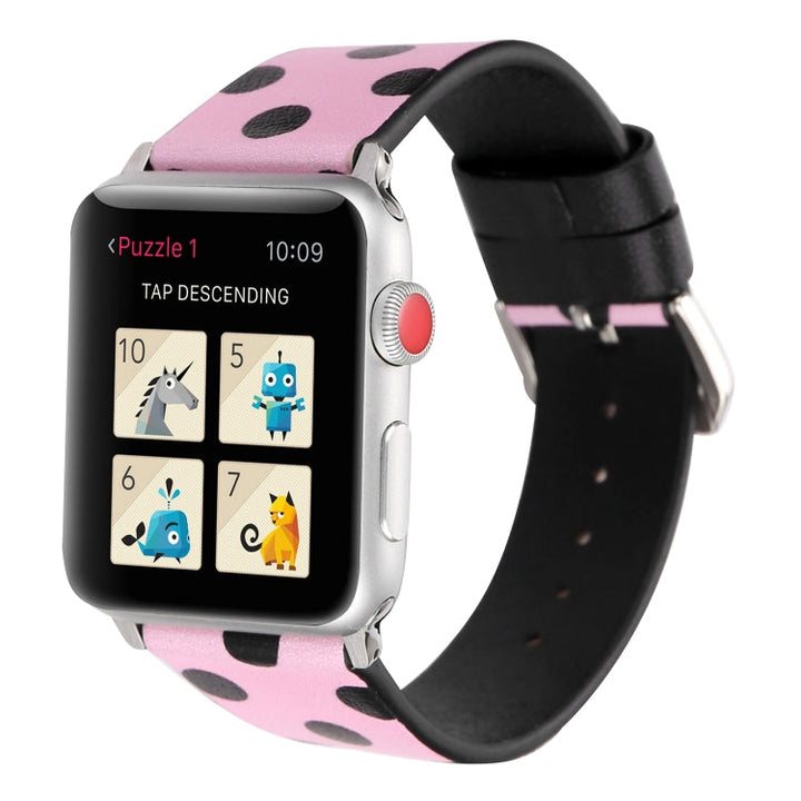 Lisslune | Fashion Dot Series Watch Band for Apple Watch Ultra 49mm & Watch Ultra 2 49mm / Series 9 & 8 & 7 45mm / SE 3 & SE 2 & 6 & SE & 5 & 4 44mm / 3 & 2 & 1 42mm (Pink Black)