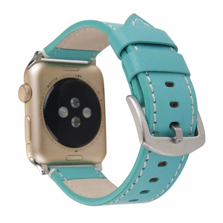 Lisslune | Calfskin Leather Watch Strap for Apple Watch Series 7 41mm / 6 & SE & 5 & 4 40mm / 3 & 2 & 1 38mm (Blue)