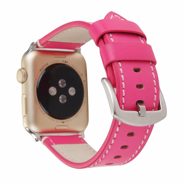 Lisslune | Calf Leather Leather Watch Strap for Apple Watch Series 7 41mm / 6 & SE & 5 & 4 40mm / 3 & 2 & 1 38mm (Rose Red)