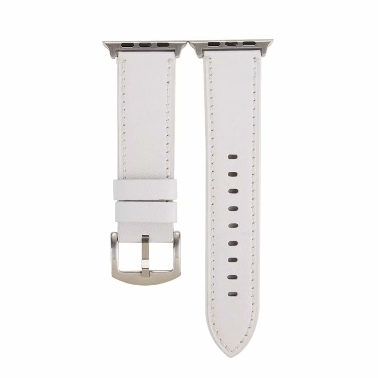 Lisslune | Calf Leather Leather Watch Strap for Apple Watch Series 7 41mm / 6 & SE & 5 & 4 40mm / 3 & 2 & 1 38mm (White)