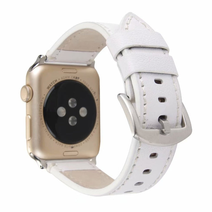 Lisslune | Calf Leather Leather Watch Strap for Apple Watch Series 7 41mm / 6 & SE & 5 & 4 40mm / 3 & 2 & 1 38mm (White)