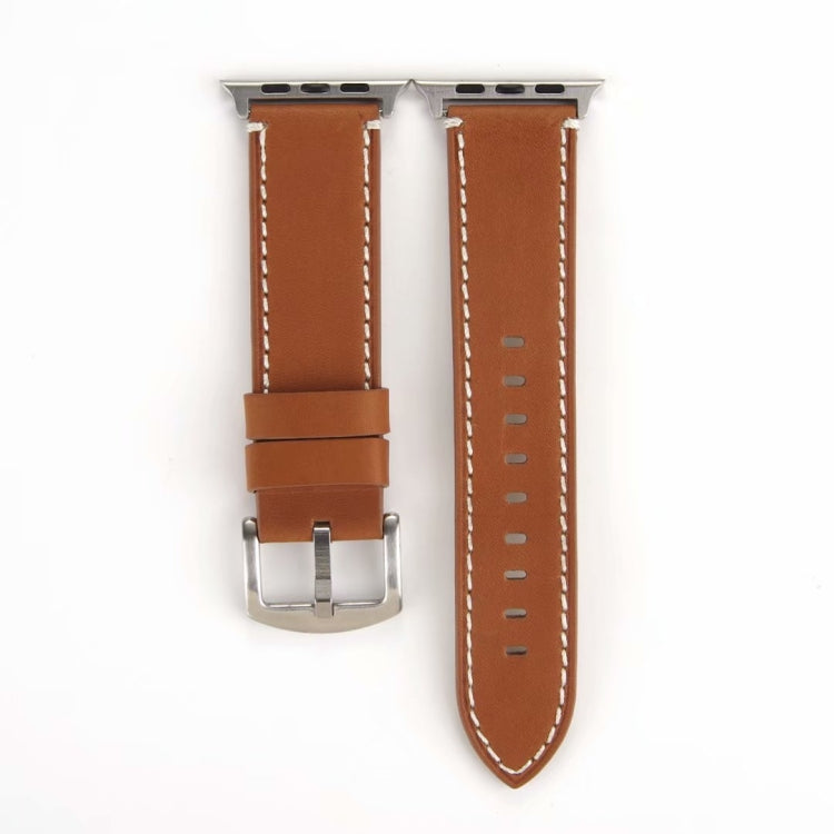 Lisslune | Calfskin Leather Watch Strap for Apple Watch Series 7 41mm / 6 & SE & 5 & 4 40mm / 3 & 2 & 1 38mm (Brown)