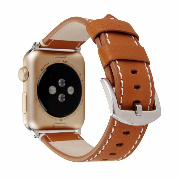 Lisslune | Calfskin Leather Watch Strap for Apple Watch Series 7 41mm / 6 & SE & 5 & 4 40mm / 3 & 2 & 1 38mm (Brown)