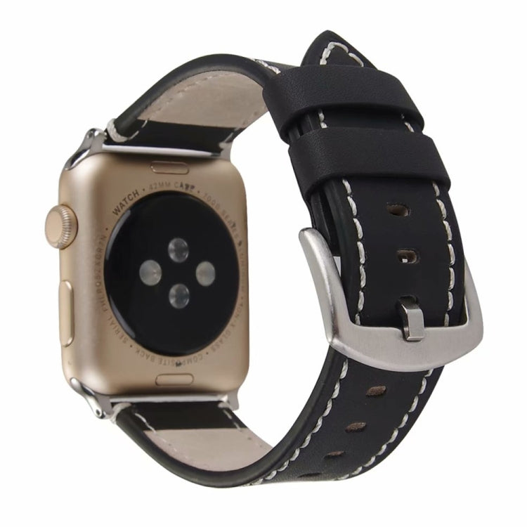 Lisslune | Calfskin Leather Watch Band For Apple Watch Series 7 41mm / 6 & SE & 5 & 4 40mm / 3 & 2 & 1 38mm (Black)