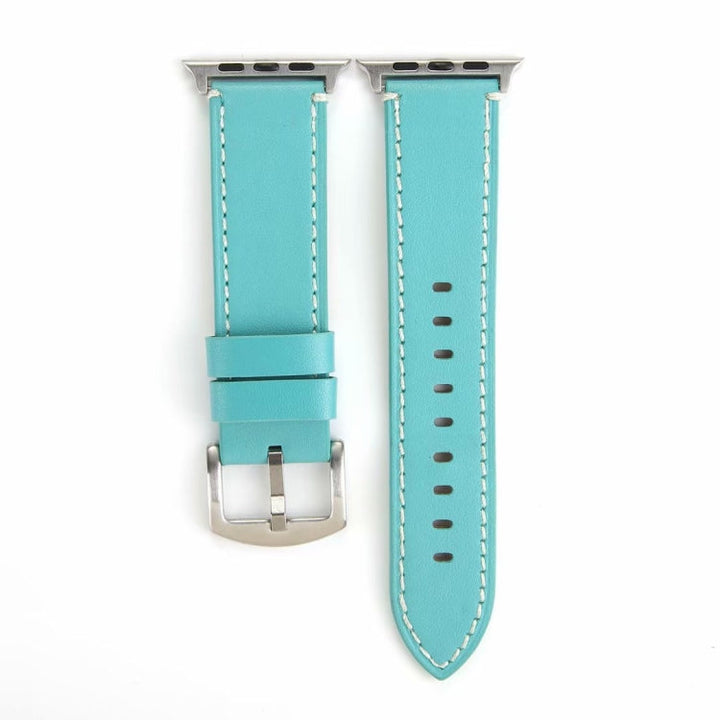 Lisslune | Calfskin Leather Watch Band for Apple Watch Series 7 45mm / 6 & SE & 5 & 4 44mm / 3 & 2 & 1 42mm (Blue)