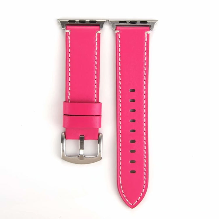Lisslune | Calfskin Leather Watch Strap for Apple Watch Series 7 45mm / 6 & SE & 5 & 4 44mm / 3 & 2 & 1 42mm (Pink Red)