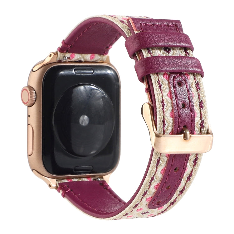 Lisslune | Ethnic Leather Watch Band for Apple Watch Series 7 41mm / 6 & SE & 5 & 4 40mm / 3 & 2 & 1 38mm (Purple)