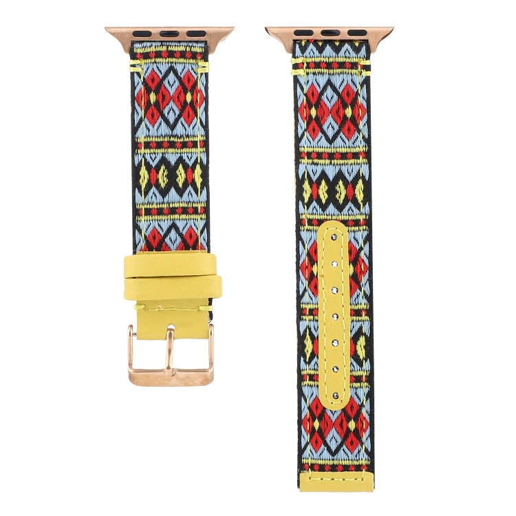 Lisslune | Ethnic Leather Watch Band for Apple Watch Series 7 41mm / 6 & SE & 5 & 4 40mm / 3 & 2 & 1 38mm (Yellow)