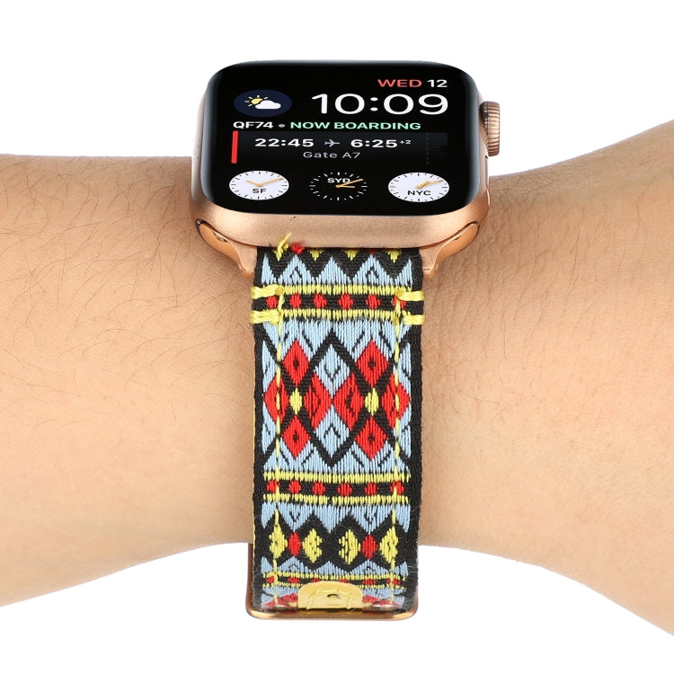 Lisslune | Ethnic Leather Watch Band for Apple Watch Series 7 41mm / 6 & SE & 5 & 4 40mm / 3 & 2 & 1 38mm (Yellow)
