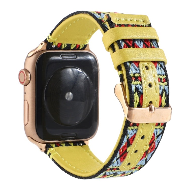 Lisslune | Ethnic Leather Watch Band for Apple Watch Series 7 41mm / 6 & SE & 5 & 4 40mm / 3 & 2 & 1 38mm (Yellow)