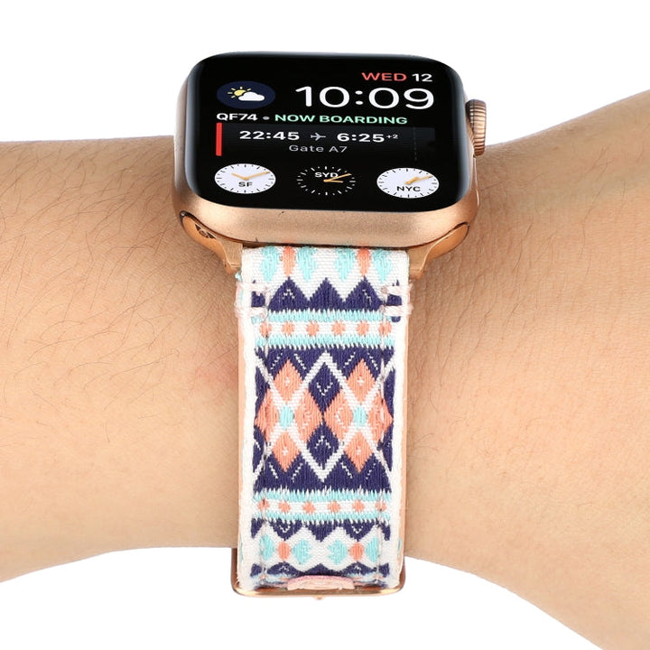 Lisslune | Ethnic Leather Watch Band for Apple Watch Series 7 41mm / 6 & SE & 5 & 4 40mm / 3 & 2 & 1 38mm (Pink)