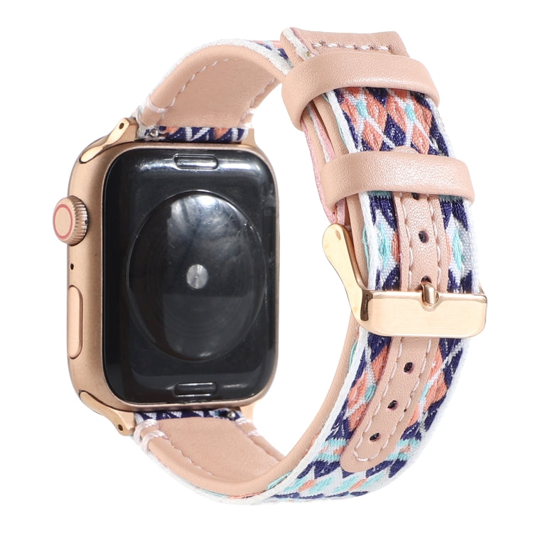 Lisslune | Ethnic Leather Watch Band for Apple Watch Series 7 41mm / 6 & SE & 5 & 4 40mm / 3 & 2 & 1 38mm (Pink)