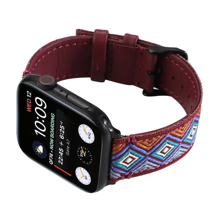 Lisslune | Ethical Leather Watch Band for Apple Watch Series 7 41mm / 6 & SE & 5 & 4 40mm / 3 & 2 & 1 38mm (Burgundy)