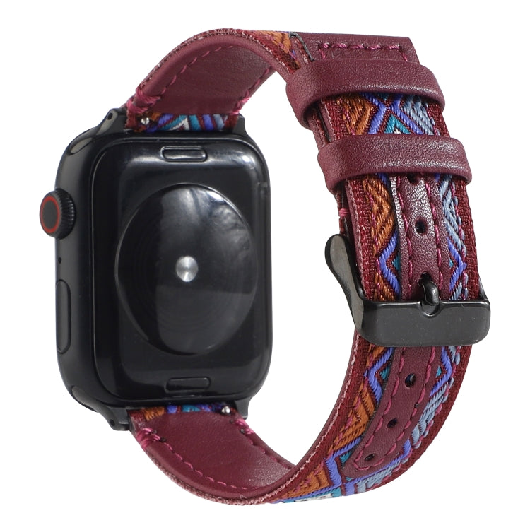 Lisslune | Ethical Leather Watch Band for Apple Watch Series 7 41mm / 6 & SE & 5 & 4 40mm / 3 & 2 & 1 38mm (Burgundy)