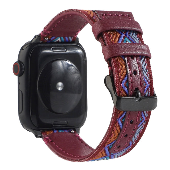 Lisslune | Ethical Leather Watch Band for Apple Watch Series 7 41mm / 6 & SE & 5 & 4 40mm / 3 & 2 & 1 38mm (Burgundy)