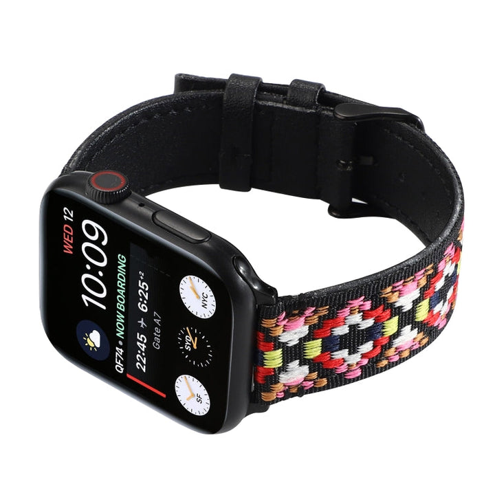 Lisslune | Ethical Leather Watch Band for Apple Watch Series 7 41mm / 6 & SE & 5 & 4 40mm / 3 & 2 & 1 38mm (Black)