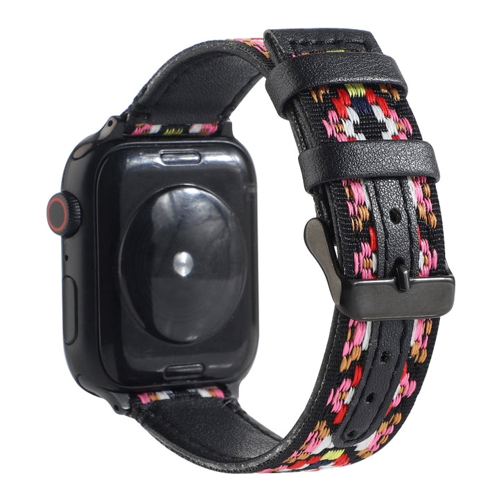 Lisslune | Ethical Leather Watch Band for Apple Watch Series 7 41mm / 6 & SE & 5 & 4 40mm / 3 & 2 & 1 38mm (Black)