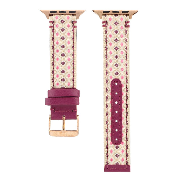 Lisslune | Ethnic Leather Watch Band for Apple Watch Series 7 45mm / 6 & SE & 5 & 4 44mm / 3 & 2 & 1 42mm (Purple)