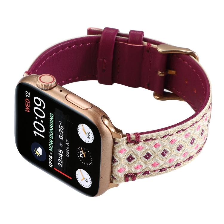Lisslune | Ethnic Leather Watch Band for Apple Watch Series 7 45mm / 6 & SE & 5 & 4 44mm / 3 & 2 & 1 42mm (Purple)