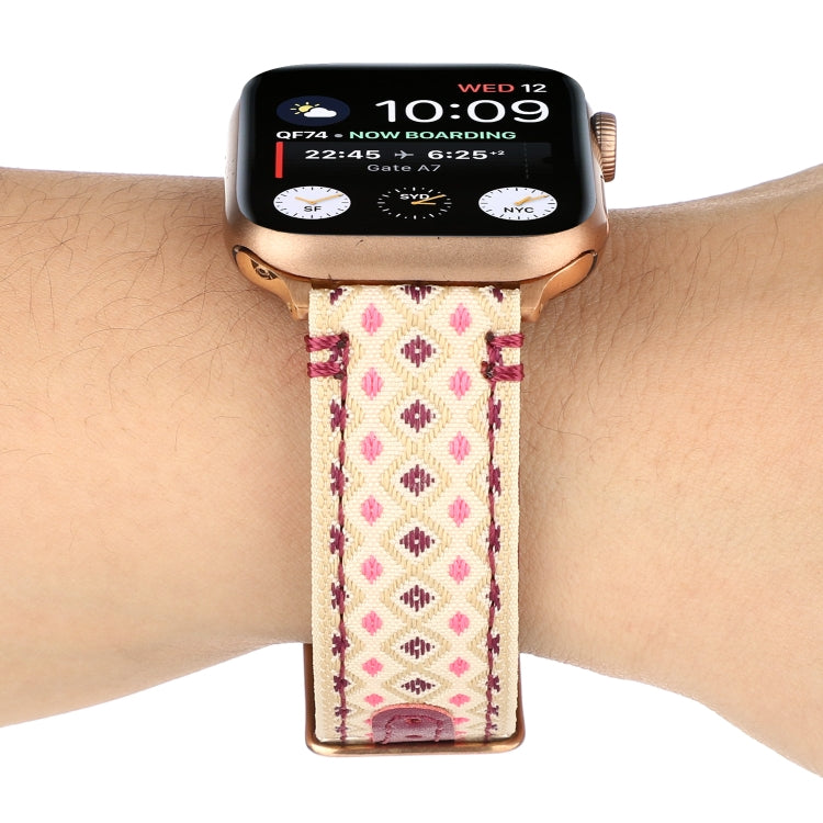 Lisslune | Ethnic Leather Watch Band for Apple Watch Series 7 45mm / 6 & SE & 5 & 4 44mm / 3 & 2 & 1 42mm (Purple)