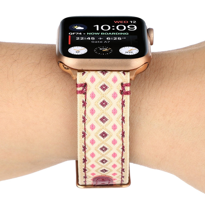 Lisslune | Ethnic Leather Watch Band for Apple Watch Series 7 45mm / 6 & SE & 5 & 4 44mm / 3 & 2 & 1 42mm (Purple)