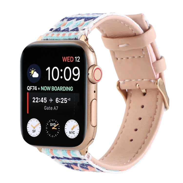 Lisslune | Ethnic Leather Watch Strap for Apple Watch Series 7 45mm / 6 & SE & 5 & 4 44mm / 3 & 2 & 1 42mm (Pink)